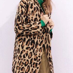 NWT Demylee x J.Crew Leopard Open Front Sweater Blazer, Size S